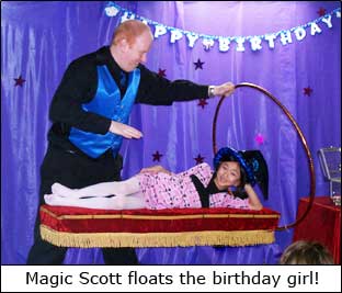 Kansas City Magician Scott Henderson Floats the Birthday Girl